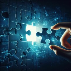 hand and puzzle. IA Generativa