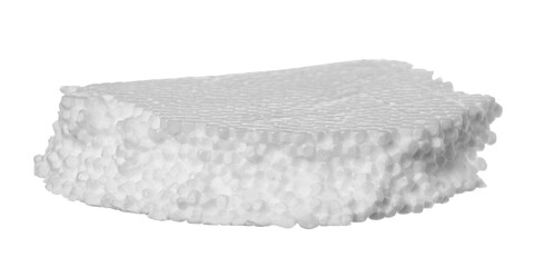Styrofoam piece flying isolated on white, clipping path