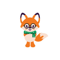 cartoon angry fox illustration with glasses and scarf