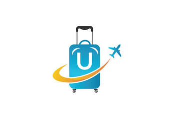 Creative Initial Letter U Air Travel Logo Design Template.