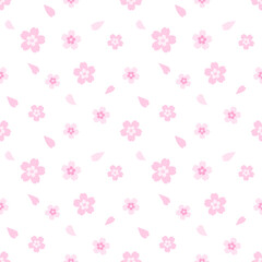 Seamless pattern of Sakura flowers, cherry blossoms, floral background in pink