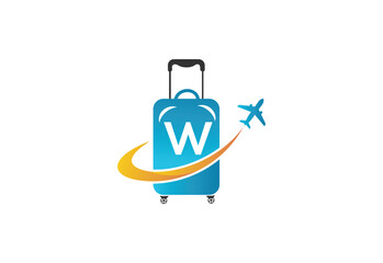 Creative Initial Letter W Air Travel Logo Design Template.