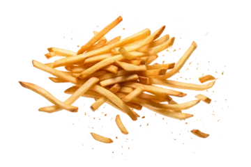 Foto op Plexiglas Falling French Fry Delight on a transparent background. © Usmanify