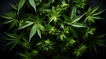 photo of marijuana plants seen from above - obrazy, fototapety, plakaty