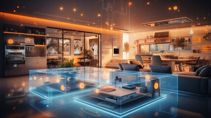 A Glimpse into the Connected Smart Home of Tomorrow. - obrazy, fototapety, plakaty