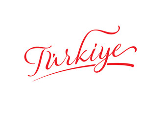 handwritten Türkiye word on white background. handwritten Türkiye concept