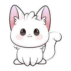 Cute smiling white kawaii cat