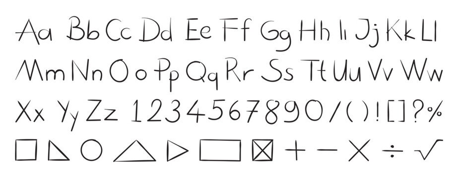 handwriting font and shapes