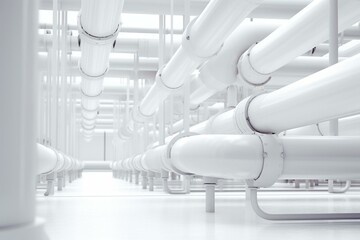White background industrial pipes. 3D render. Generative AI