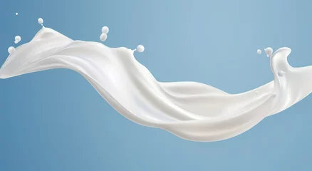 Wandcirkels aluminium White milk splash isolated on background, liquid or Yogurt splash,  3d illustration. © ABGoni