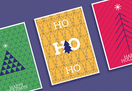 Pop Geometric Holiday Greeting Cards