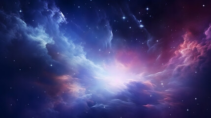 fantastic space nebula with glowing cosmic clouds on black background Neural network generated in May 2023. Not based on any actual scene or pattern.