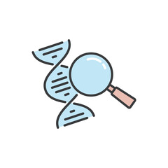 dna, magnifier icon, line sign on white background - editable stroke vector illustration eps10