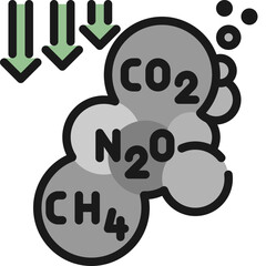 reduce green house and gas emissions color style icons