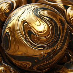 Fondo con detalle y textura de esfera metalica con vetas de color dorado