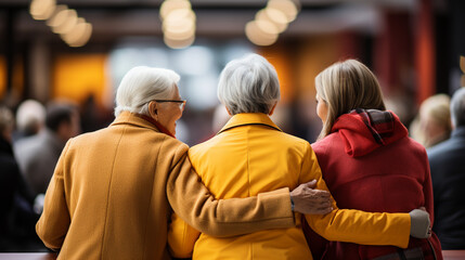 Generational Bonding: A close-up of hands – grandmother, mother, and daughter – holding each other.