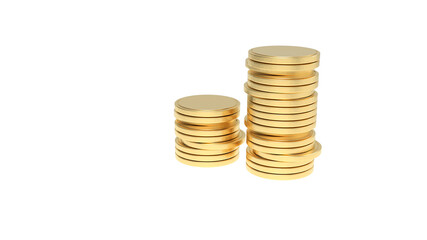 Golden coins stacks for business economics finance