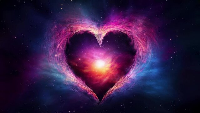 A heart-shaped object surrounded by a galaxy of stars