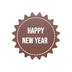 Happy New year on the realistic brown leather tag, star-type leather tag 
