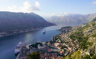 A view of Kotor Bay and Kotor town from the cable car station 