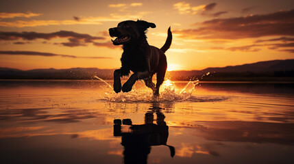 dog running on the beach Generative AI