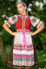 
Slovak folklore. Slovakian folklore girl. Beuatiful young girl in slovak folk dress