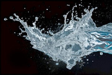 Freeze shot close up falling drop of clear water with waves splash black background purity liquid reflection transparent macro photography impact purity aqua bubble drink ecology nature abstract flow