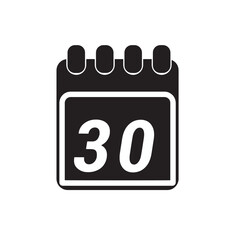 Page of calendar displaying day 30. Illustration, vector
