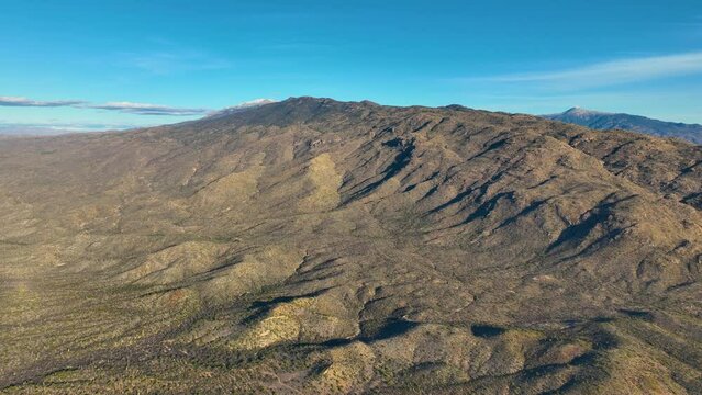 Tanque Verdi Ridge in Rincon Mountains aerial view with Sonoran Desert landscape in Saguaro National Park in city of Tucson, Arizona AZ, USA. 