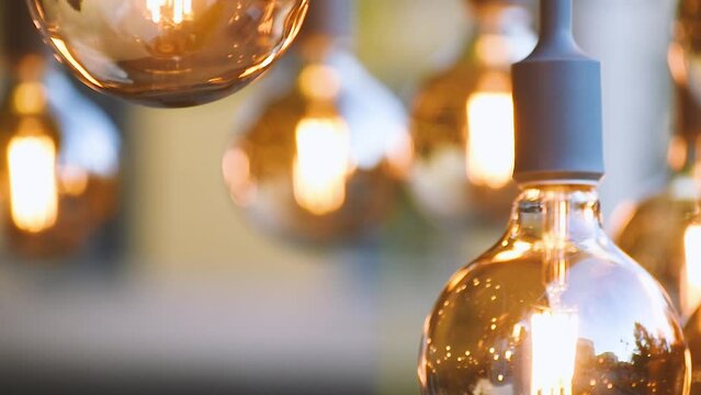 stylish light bulbs in the cafe