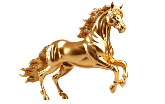 Golden Horse Statue on Transparent background