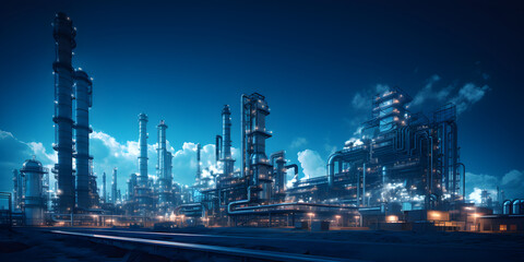 Obraz na płótnie Canvas Complex Petrochemical Machinery in Action,, Oil Refinery Precision: Chemical Processing Generative Ai