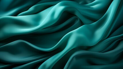 Obraz premium Dark green silk satin texture background with Beautiful wavy soft folds on the surface of the fabric