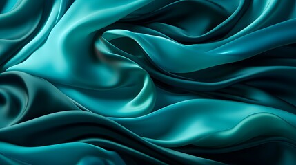Obraz premium Dark green silk satin texture background with Beautiful wavy soft folds on the surface of the fabric