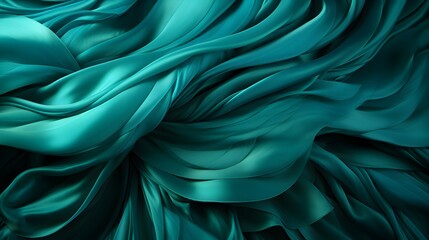 Fototapeta premium Dark green silk satin texture background with Beautiful wavy soft folds on the surface of the fabric