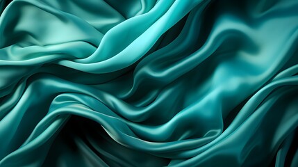 Fototapeta premium Dark green silk satin texture background with Beautiful wavy soft folds on the surface of the fabric