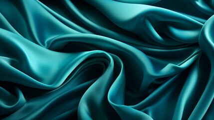 Obraz premium Dark green silk satin texture background with Beautiful wavy soft folds on the surface of the fabric
