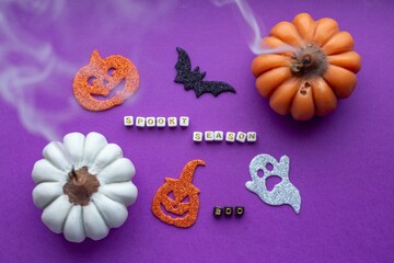 halloween composition with glittery stickers  