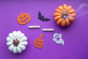 halloween composition with glittery stickers  