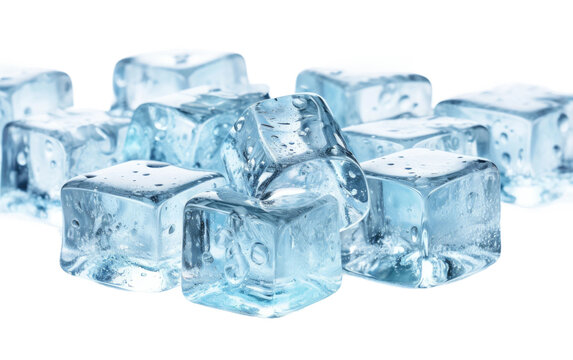 Crystal Clear Ice Cubes on Transparent background