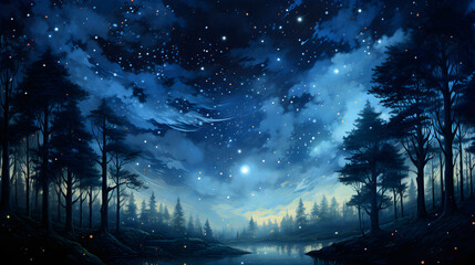 Celestial Serenity, Captivating Starry Night Sky in Vibrant Splendor