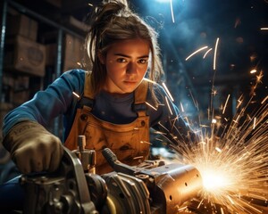 AI-Generated Portrait of a Teen Welder in Action