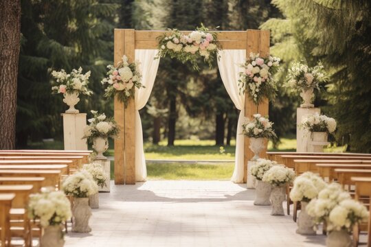 Beautiful wooden place made for the wedding ceremony