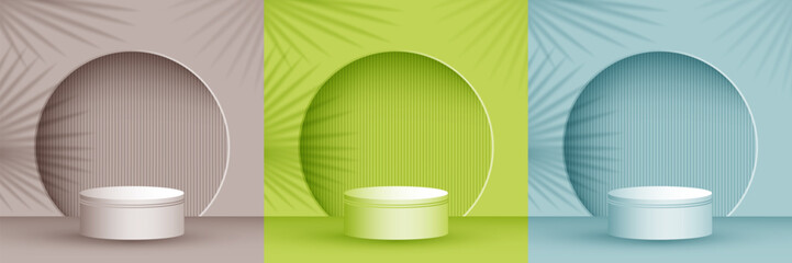 Cosmetics product presentation stage, studio room pedestal vector. Podium award scene set.