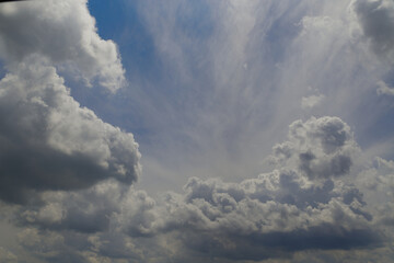 Cumulus clouds in the blue sky