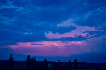 Atmospheric colors and evening light, sunset view, celestial horizon, tranquil nature, evening sky