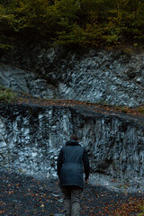 tourist climbing the mountain