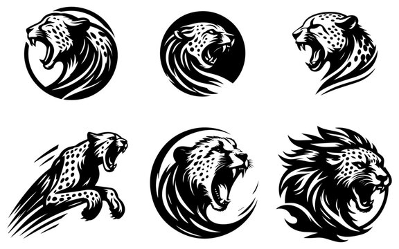 cheetah logo vector icon illustration design
