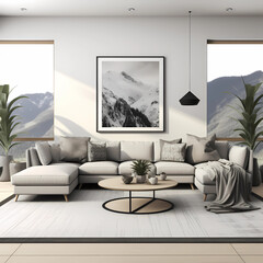 Stylish and modern home interior Mockup