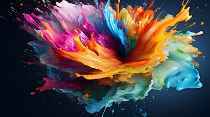 Fototapeta na wymiar an explosion of multi-colored colors in a flow moving in a circle